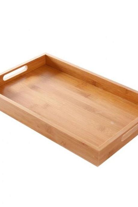 Bamboo Serving Tray With Handles For Breakfast Decor