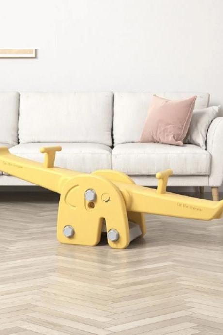 Kids Yellow Airplane Wooden Rocker Toy With Smile