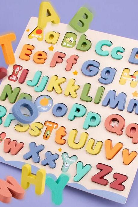 Colorful Wooden Alphabet Puzzle Educational Toy For Children