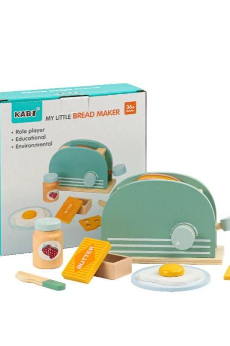 Kids Pretend Play Wooden Bread Maker Set