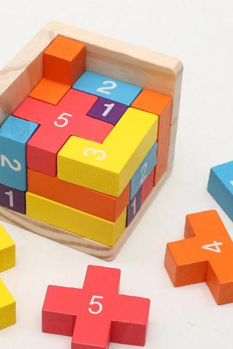 Colorful Wooden Block Puzzle Educational Toy For Kids