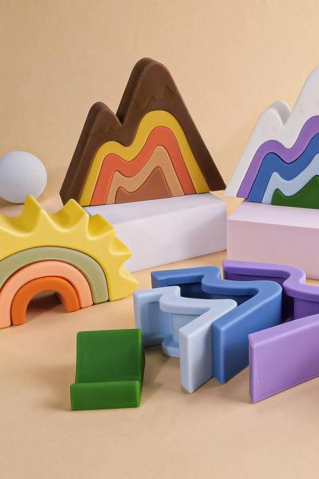 Colorful Wooden Nesting Blocks For Childrens Playtime