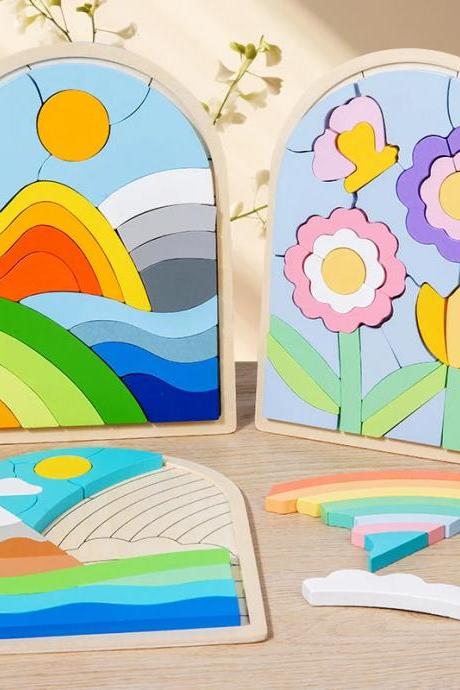 Colorful Wooden Puzzles For Kids Educational Toy Set