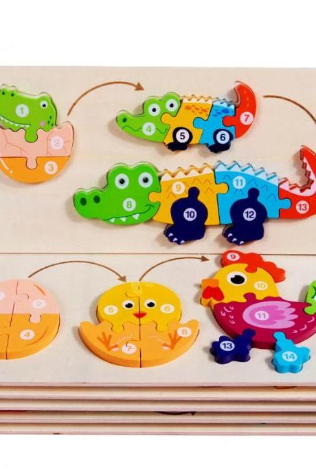 Wooden Animal Puzzle Counting Educational Toy Set