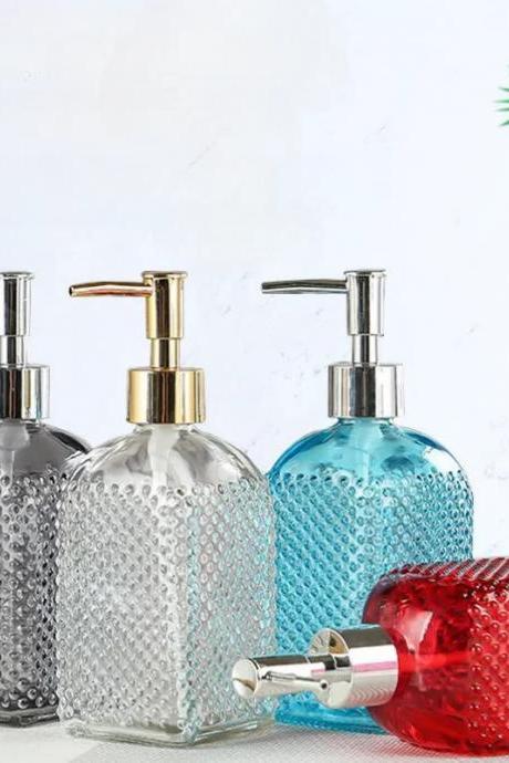 Textured Glass Soap Dispenser With Stainless Pump