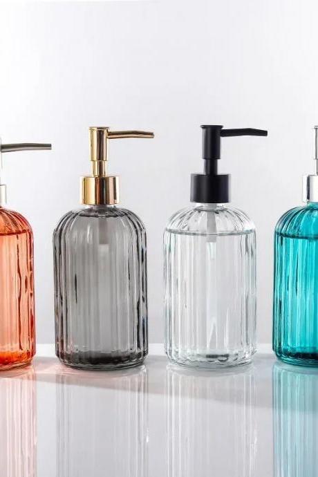 Set Of 4 Colored Glass Soap Dispensers With Pumps
