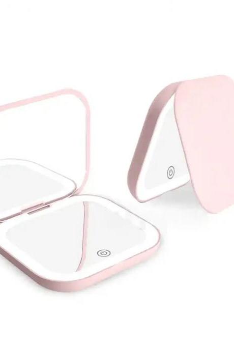 Portable Led Lighted Makeup Mirror Compact Travel Mirror