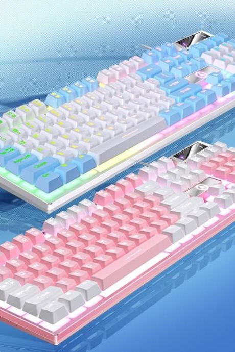 Colorful Backlit Mechanical Gaming Keyboard With Wrist Rest