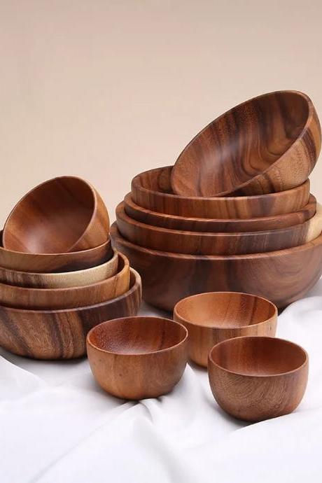 Premium Handcrafted Wooden Salad Bowl Set 8-pieces