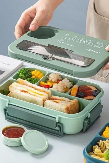 Leak-proof Bento Lunch Box With Cutlery Set 1300ml