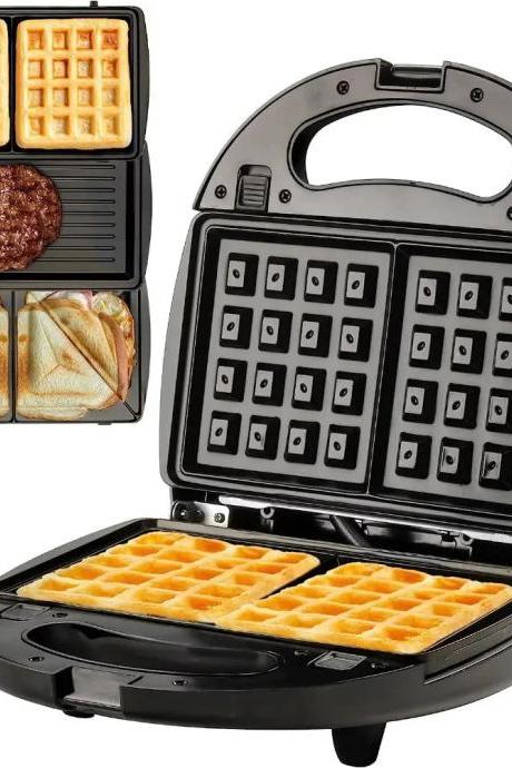 3-in-1 Nonstick Electric Waffle Sandwich Maker Grill