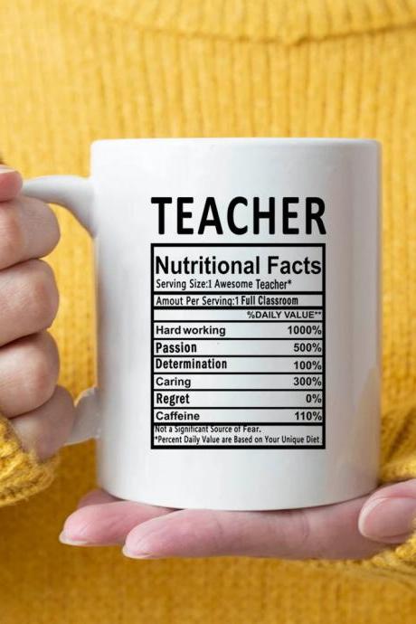 Inspirational Teacher Nutritional Facts Ceramic Coffee Mug