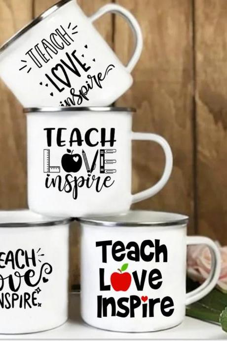 Teach Love Inspire Printed Ceramic Coffee Mugs Set