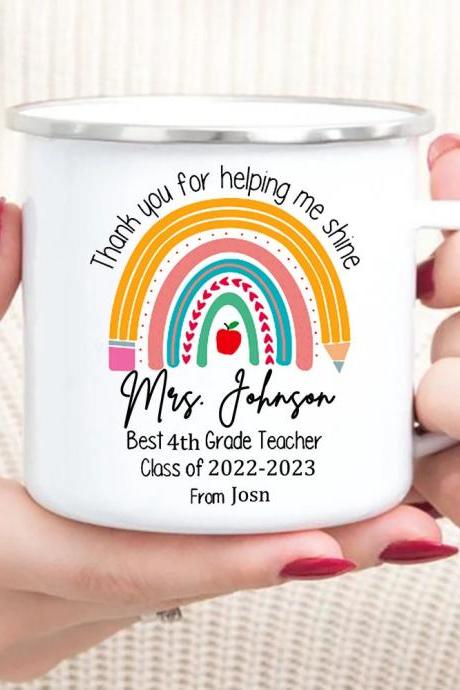 Personalized Teacher Appreciation Rainbow Ceramic Mug Gift