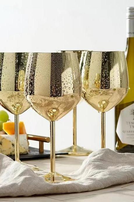 Elegant Gold Stemmed Wine Glasses Set Of Four