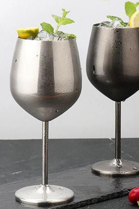 Stainless Steel Wine Glasses Set, Elegant Metal Stemware