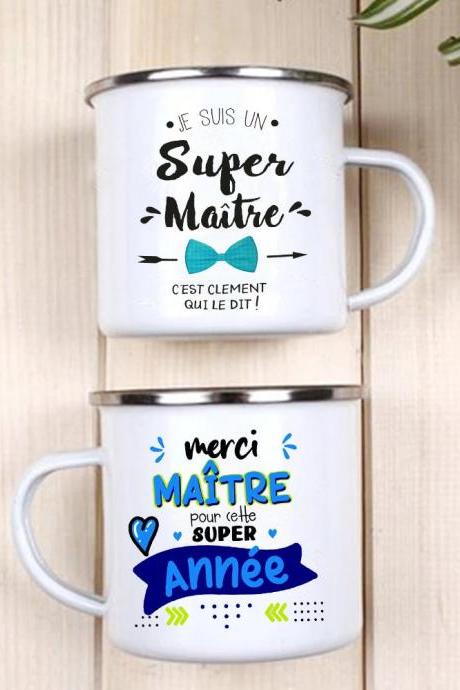 Customizable Teacher Appreciation Enamel Mug Gift Set