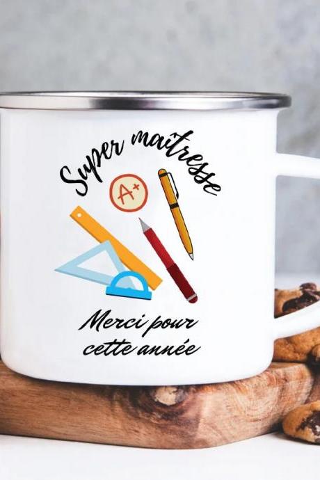 Super Maîtresse Teacher Appreciation Enamel Coffee Mug