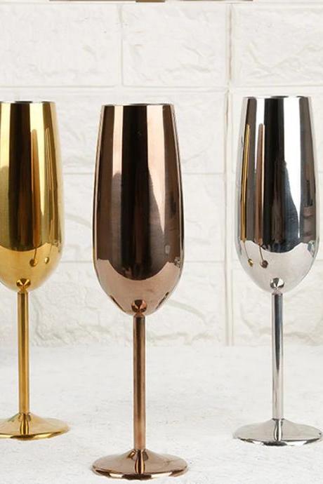 Elegant Metallic Finish Champagne Glasses Set Of Three