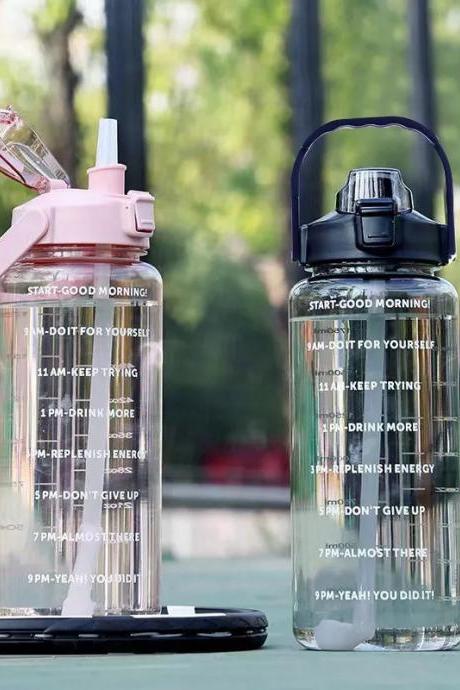 Motivational Hourly Marker Water Bottle 32oz Leakproof