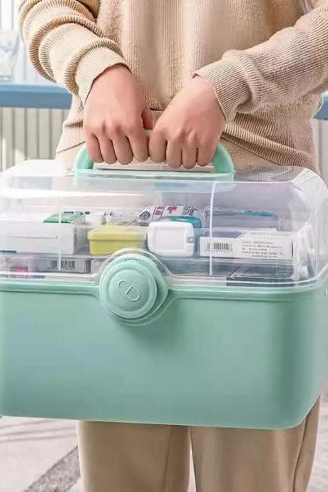 Portable Medicine Storage Box With Handle Organization