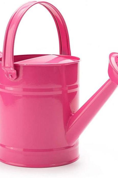 Vibrant Pink Metal Watering Can For Gardening Endurance