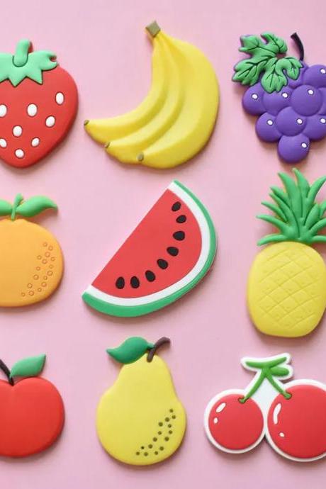 Colorful Fruit Shaped Magnets For Home Decor, Set Of 8