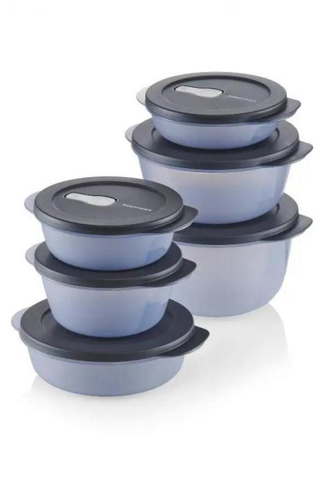 6-piece Nesting Bowl Set With Airtight Lids, Blue