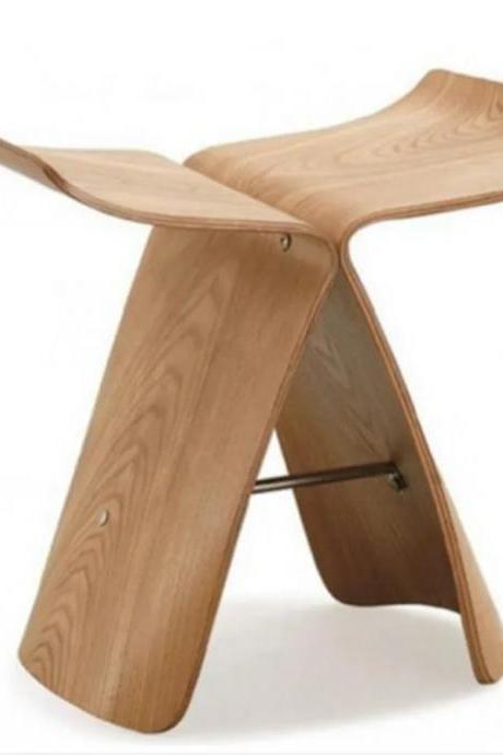 Modern Curved Oak Wood Butterfly Stool Chair
