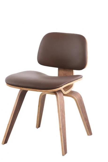 Modern Bentwood Accent Chair With Leatherette Seat Cushion