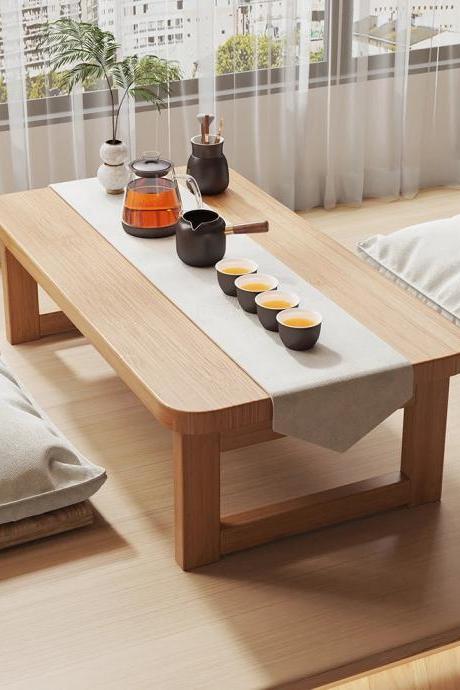 Modern Wooden Low Tea Table With Simple Design
