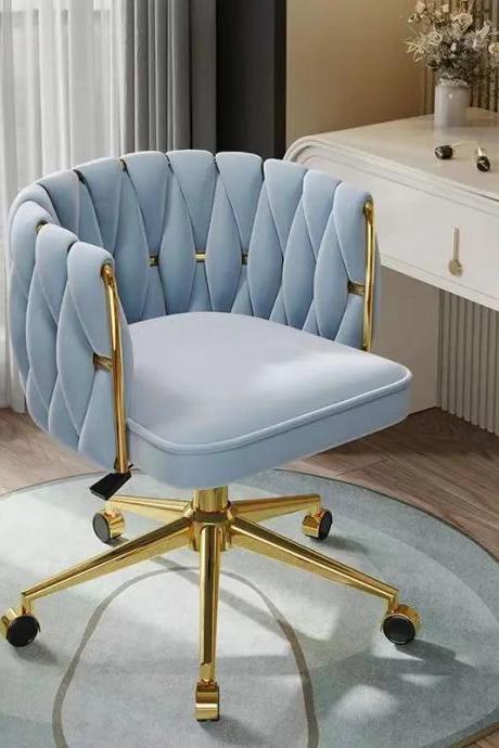 Elegant Blue Velvet Office Chair With Gold Frame Endswivel