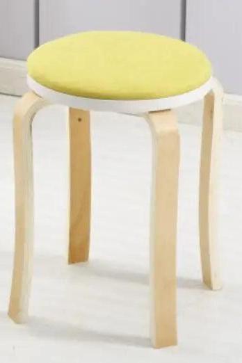 Modern Bentwood Stool With Yellow Cushioned Top