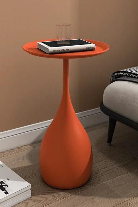 Modern Orange Drop-shaped Side Table With Round Top
