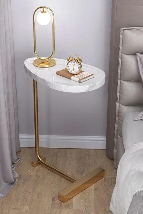 Modern Marble Top Side Table With Gold Finish Legs