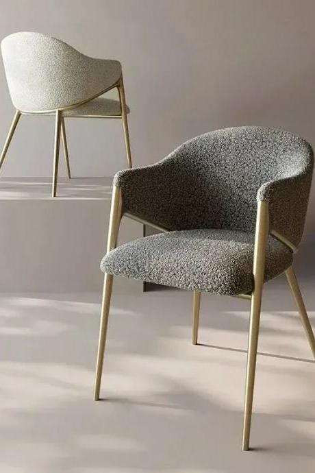 Modern Bouclé Fabric Accent Chair With Gold Legs