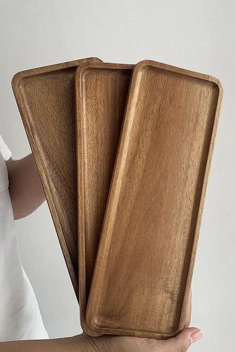 Solid Wood Serving Tray Set Rectangular Platter Eco-friendly