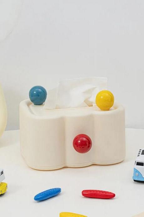 Colorful Round Knobbed Kids Tissue Box Holder
