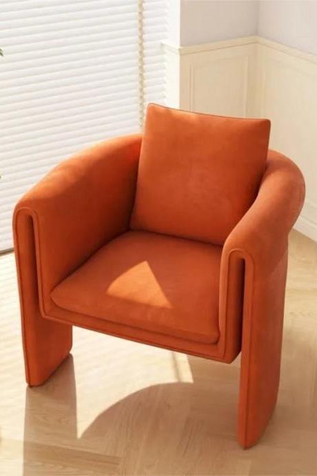 Modern Velvet Accent Armchair In Vibrant Orange Color