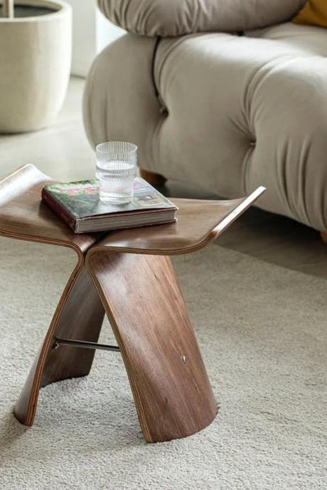 Modern Wooden Curved Side Table With Unique Design
