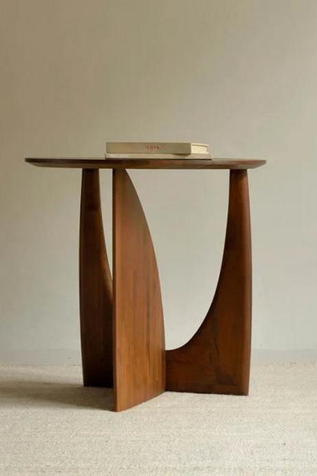 Modern Curved Wooden Console Table With Sleek Finish
