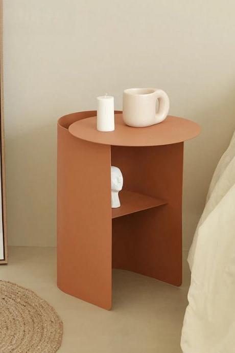 Modern Curved Bedside Table With Open Storage Shelf