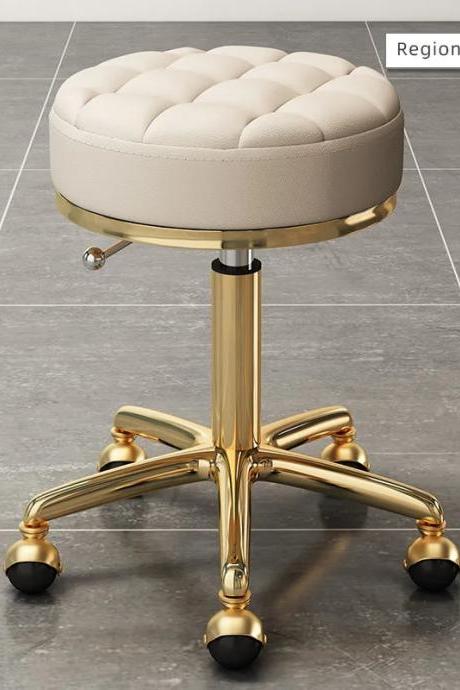 Modern Adjustable Tufted Vanity Stool With Gold Base