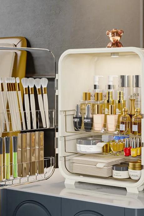 Cosmetic Fridge With Makeup Storage Organizer Led Mirror