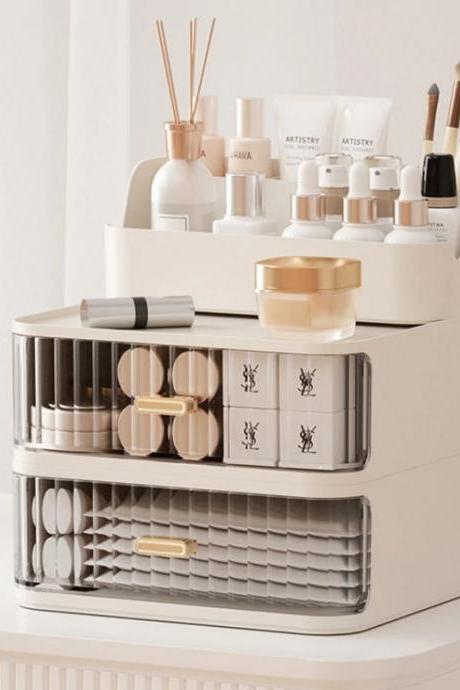 Modern Cosmetic Organizer With Drawers And Mirror