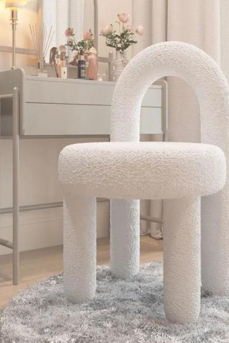 Modern Fluffy White Sherpa Accent Chair For Living Room