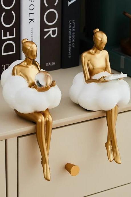 Abstract Golden Figurine Decorative Cloud Reading Sculptures