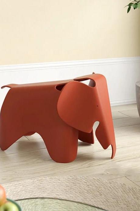 Kids Modern Red Elephant Shaped Wooden Stool Chair