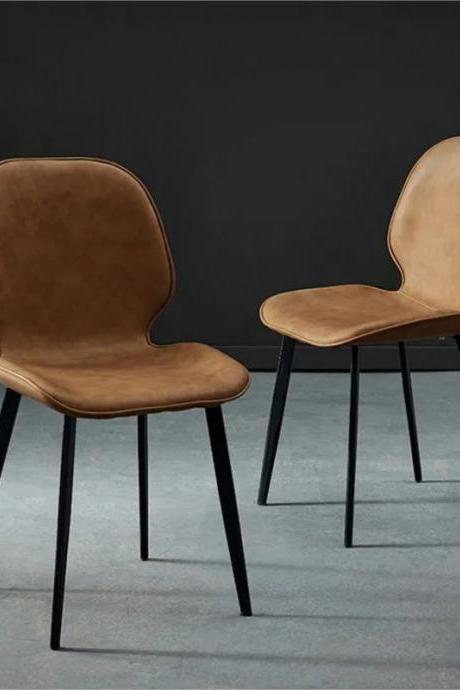 Modern Suede Dining Chairs With Sturdy Metal Legs