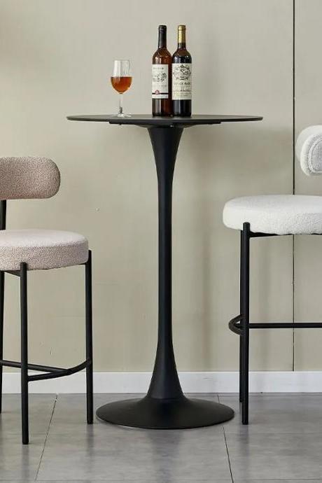 Modern Bar Table Set With Two Upholstered Stools